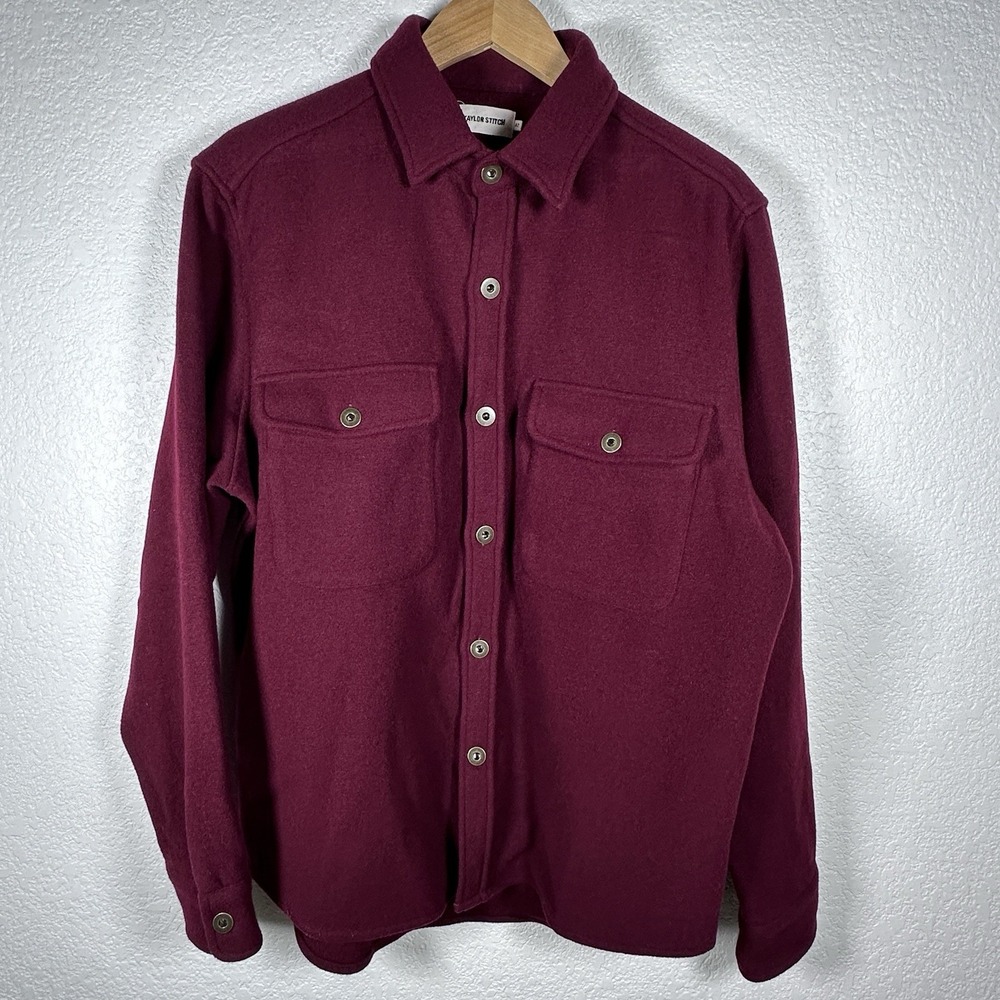 Taylor Stitch The Explorer Shirt Heavy 14oz Burgundy Wool Shirt Jacket 42